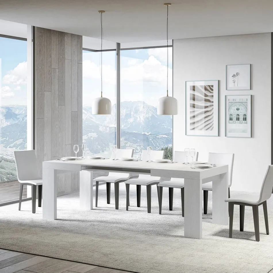 Tavolinë e zgjerueshme deri në 440 cm në Made in Italy Mikrogrimca druri - Pemë Viadurini