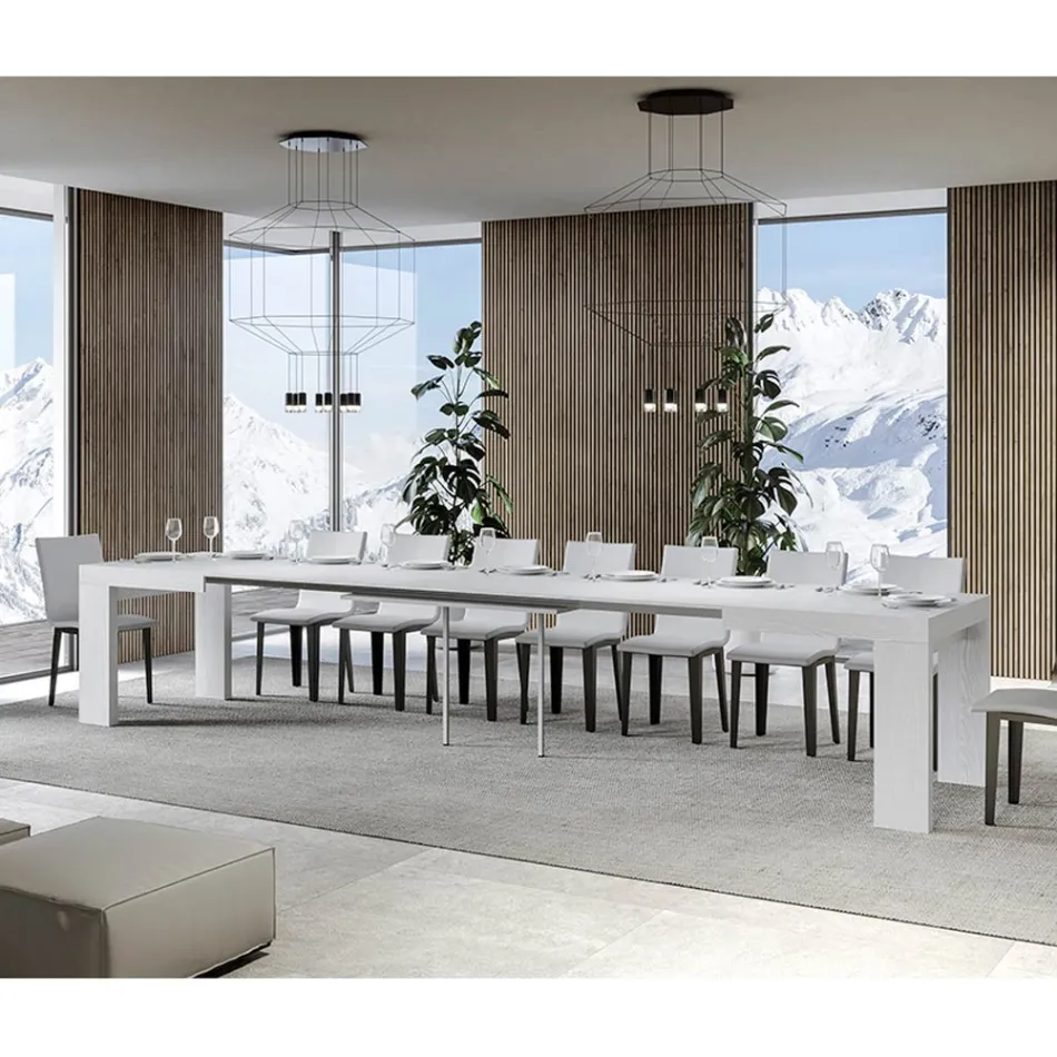 Tavolinë e zgjerueshme deri në 440 cm në Made in Italy Mikrogrimca druri - Pemë Viadurini