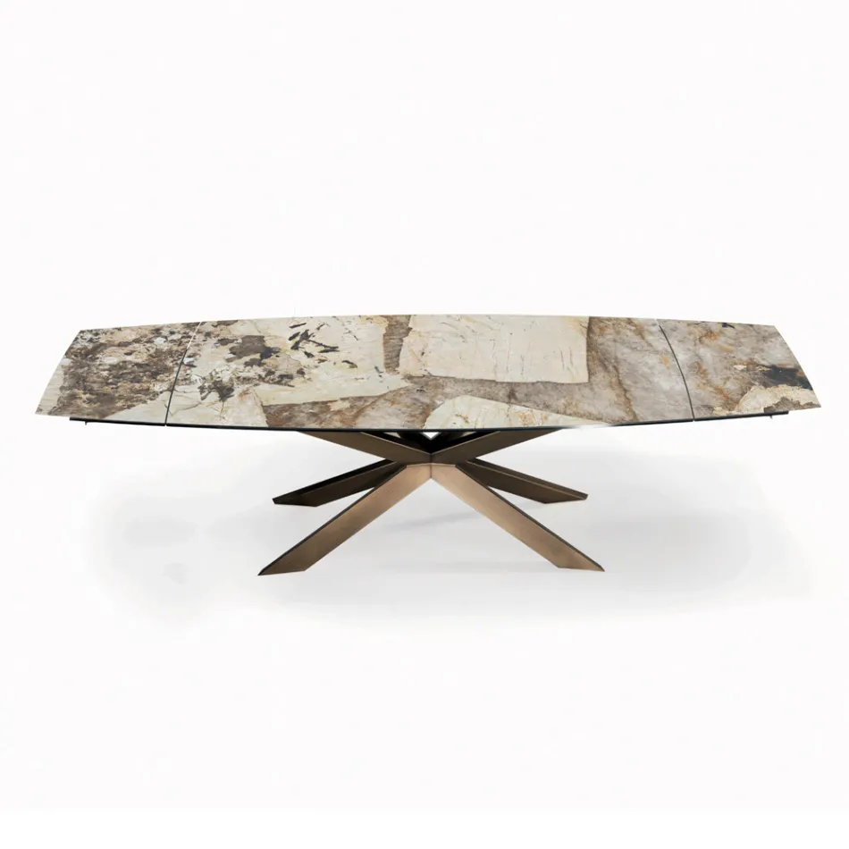 Tavolinë e zgjatshme në formë fuçie me zgjatime të integruara Made in Italy - Grotta Viadurini