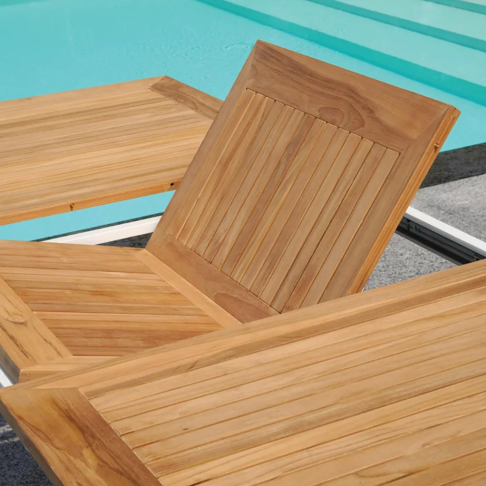 Tavolinë fluture e zgjerueshme deri në 210 cm në majë alumini dhe tik - Incanto Viadurini