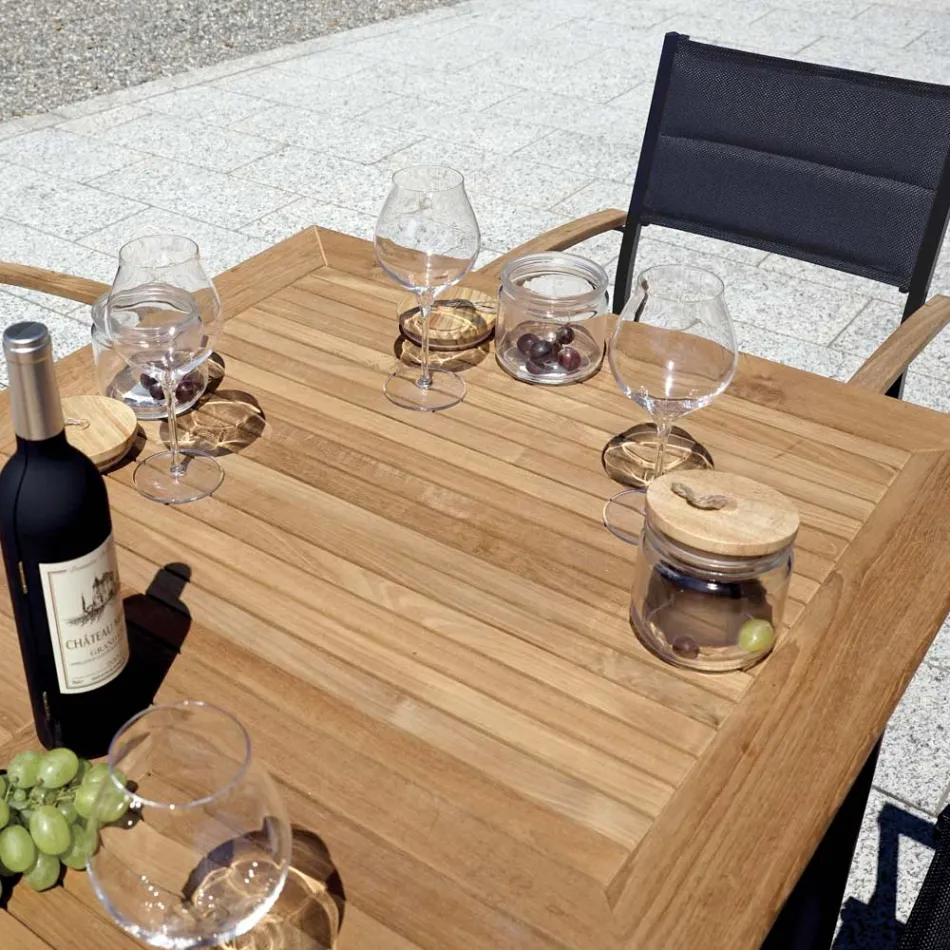 Tavolinë flutur e zgjatur deri në 210 cm në majë alumini dhe tik - Incanto Viadurini