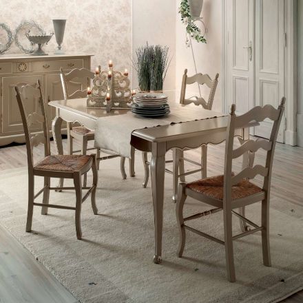 Tavolinë e zgjerueshme me 4 karrige në ngjyrë gri të çelët Dove Prodhuar në Itali - Celestino Viadurini