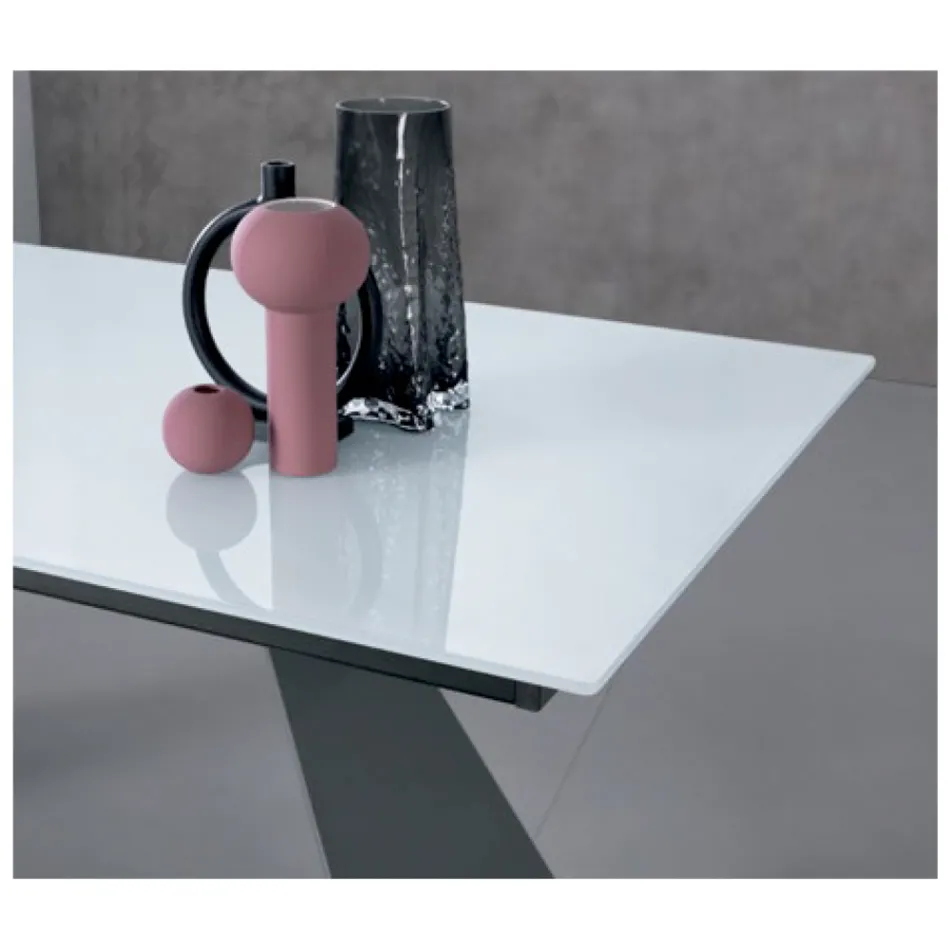 Tavolinë e Zgjerueshme me Zgjatje Anësore në Qelq Qumështi - Aperol Viadurini