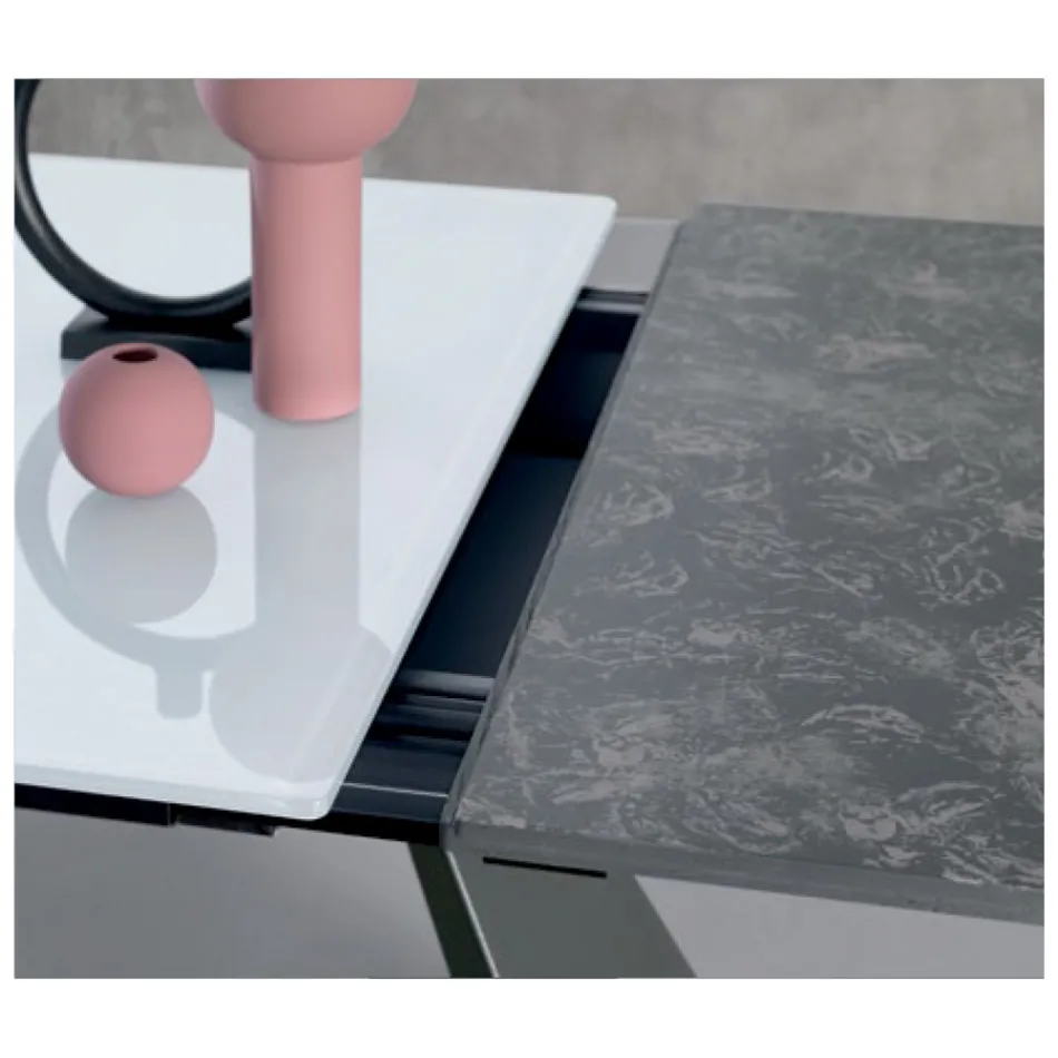 Tavolinë e Zgjerueshme me Zgjatje Anësore në Qelq Qumështi - Aperol Viadurini