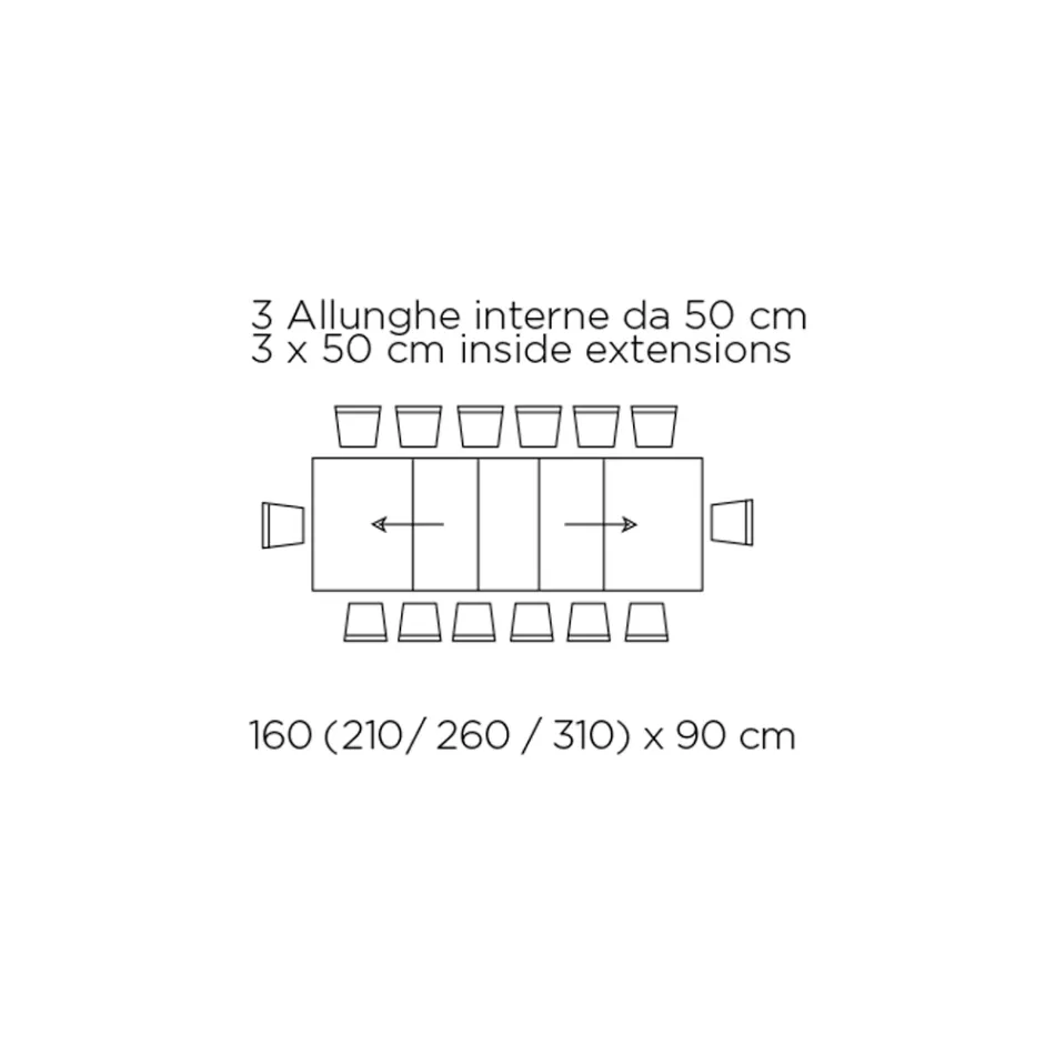 Tavolinë e zgjerueshme me hapje qendrore të sinkronizuar në laminat - Settimmio Viadurini