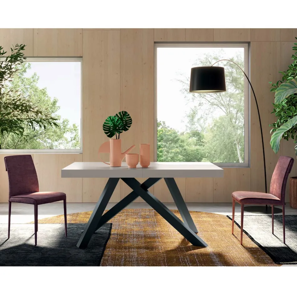 Tavolinë e zgjerueshme me hapje qendrore të sinkronizuar në laminat - Settimmio Viadurini