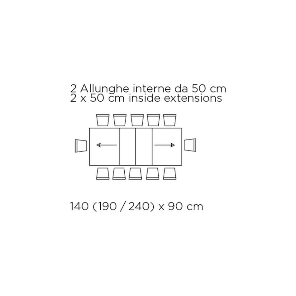 Tavolinë e zgjerueshme me hapje qendrore të sinkronizuar në laminat - Settimmio Viadurini