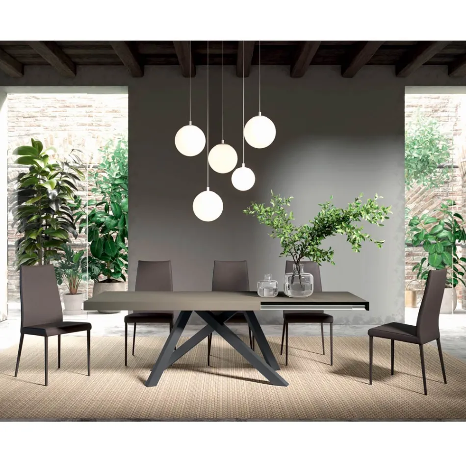 Tavolinë e zgjerueshme me hapje anësore të sinkronizuara në melaminë - Settimmio Viadurini