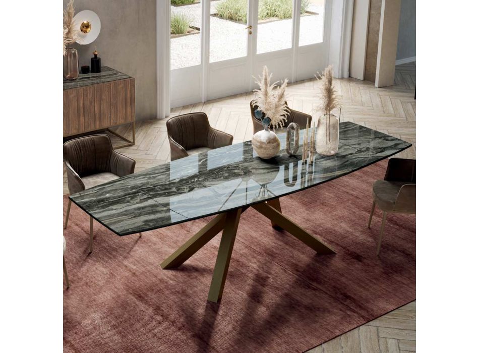 Tavolinë e zgjerueshme me bazë dhe majë në përfundime të ndryshme të prodhuara në Itali - Settimmio Viadurini