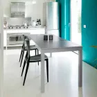 Tavolinë e zgjatur me këmbë në dru ahu, L130 / 210xP80cm, Denisio Viadurini