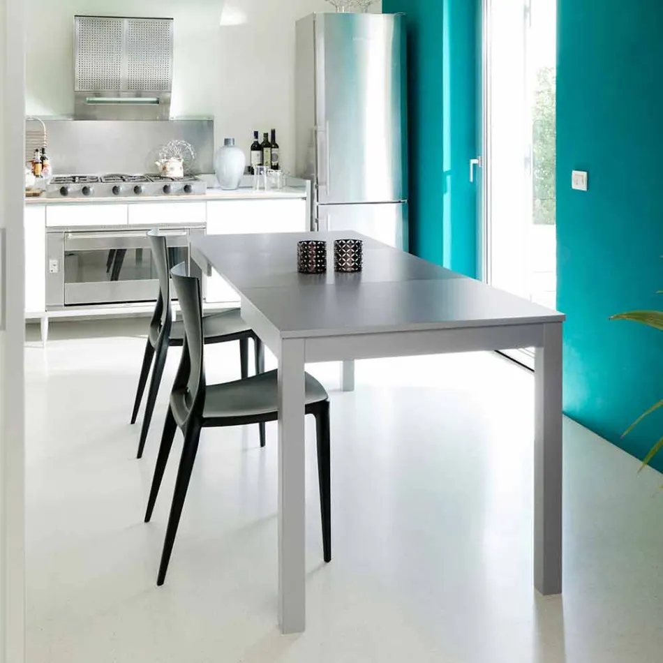 Tavolinë e zgjatur me këmbë në dru ahu, L130 / 210xP80cm, Denisio Viadurini