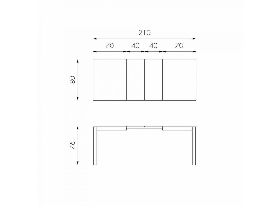 Tavolinë e zgjatur me këmbë në dru ahu, L130 / 210xP80cm, Denisio Viadurini