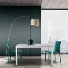 Tavolinë e zgjerueshme me këmbë metalike të bardha dhe majë melamine - Shaila Viadurini