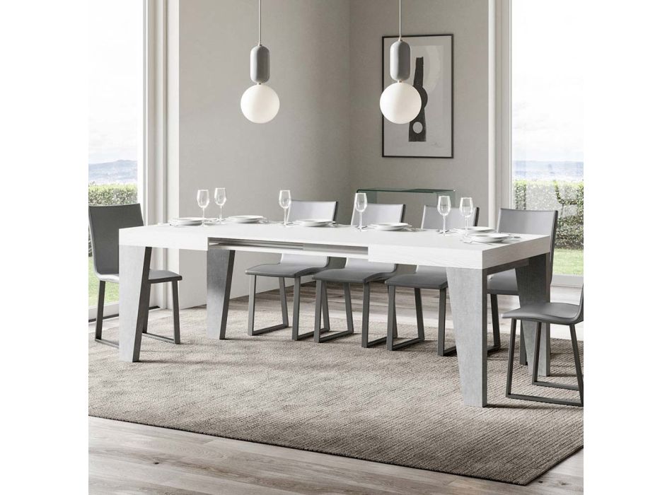 Tavolinë e zgjerueshme me majë dhe bazë në 2 finitura të ndryshme Prodhuar në Itali - Lule Viadurini