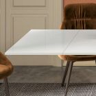 Tavolinë e zgjerueshme me majë xhami të bardhë mat Made in Italy - Settimmio Viadurini