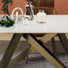 Tavolinë e zgjerueshme me majë xhami të bardhë mat Made in Italy - Settimmio Viadurini