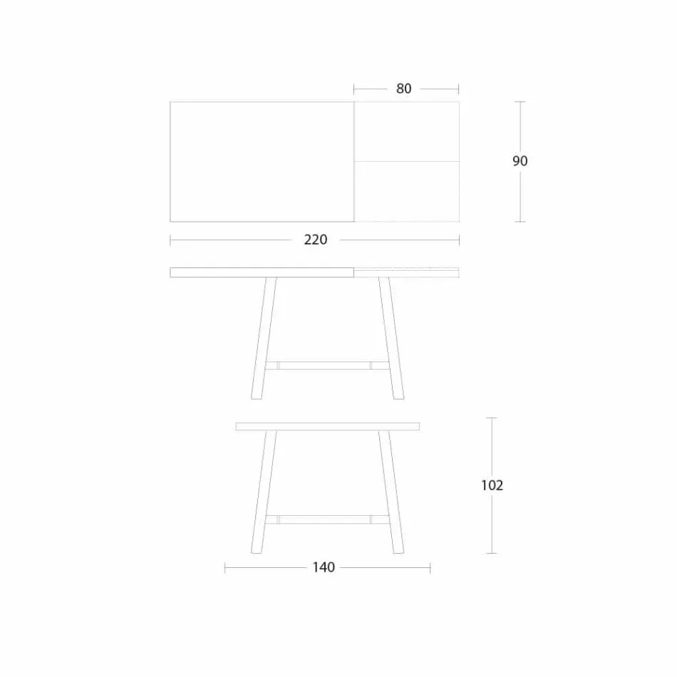 Tavolinë ngrënieje e zgjatur prej druri dhe metali deri në 280 cm - Gallotto Viadurini