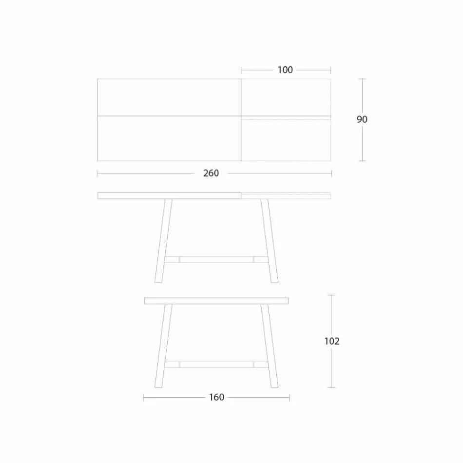 Tavolinë ngrënieje e zgjatur prej druri dhe metali deri në 280 cm - Gallotto Viadurini