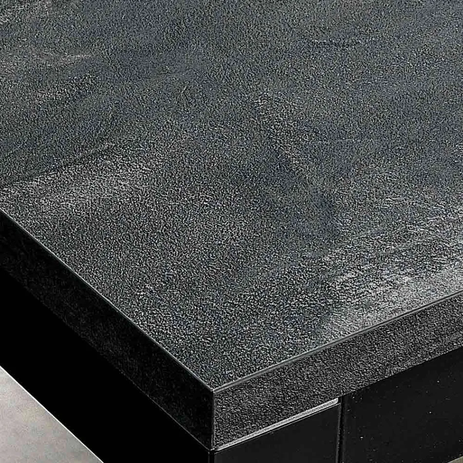 Tavolinë e zgjerueshme e dhomës së ndenjes me majë melamine dhe këmbë metalike - Shaila Viadurini