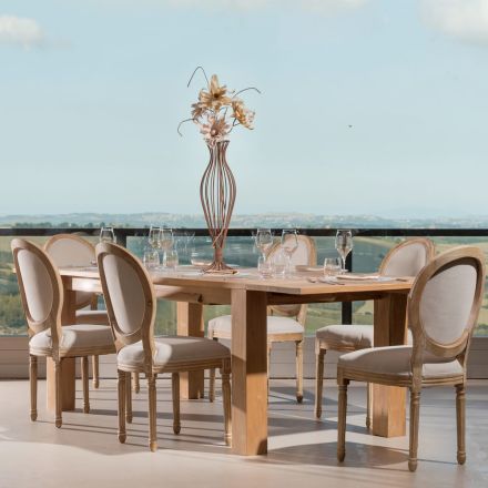 Tavolinë e zgjatshme për dhomën e ndenjes e bërë nga dru tik i fortë - Fidia Viadurini