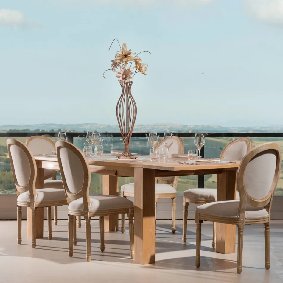 Tavolinë e zgjatshme për dhomën e ndenjes e bërë nga dru tik i fortë - Fidia Viadurini