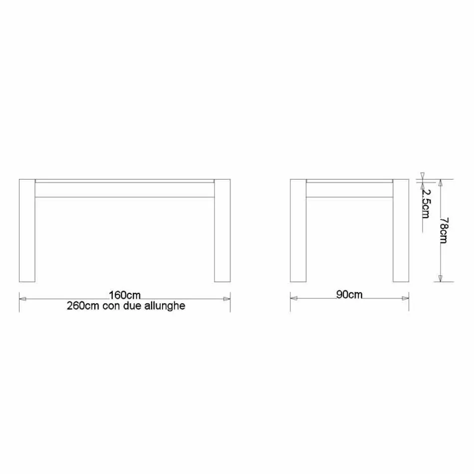 Tabela e zgjatur e projektimit në dru lisi, L160 / 260xP90cm, Jakob Viadurini