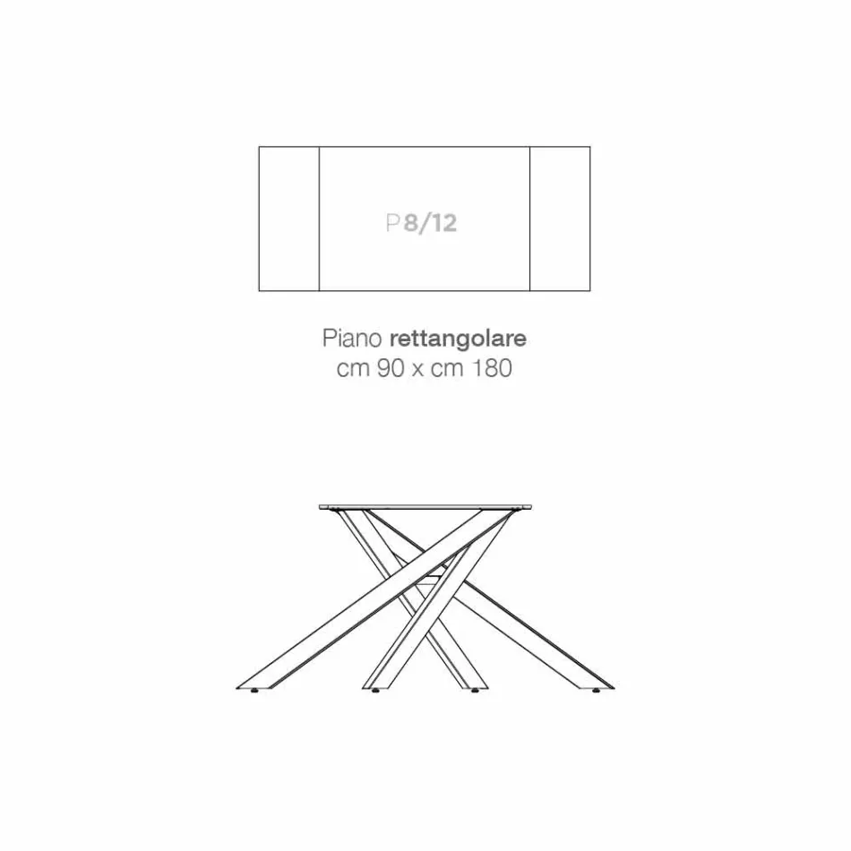 Tabela e zgjatur e projektimit të qelqit qeramik, e bërë në Itali, Dionigi Viadurini