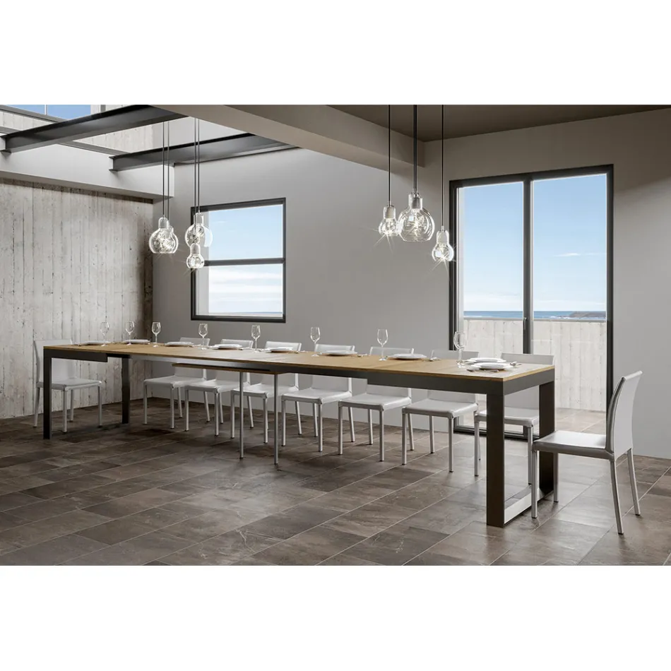 Tabela e Zgjerueshme e Dizajnit Modern në Dru Melamine - Badesi Viadurini