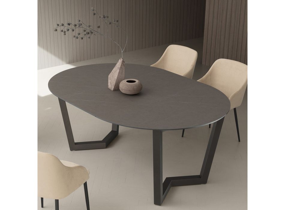 Tavolinë e zgjerueshme deri në 180 cm Hpl e laminuar e rrumbullakët Prodhuar në Itali - Bastiano Viadurini
