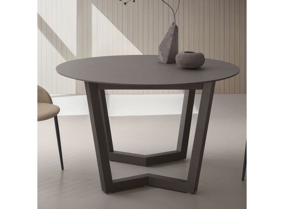 Tavolinë e zgjerueshme deri në 180 cm e rrumbullakët Hpl e laminuar Prodhuar në Itali - Bastiano Viadurini