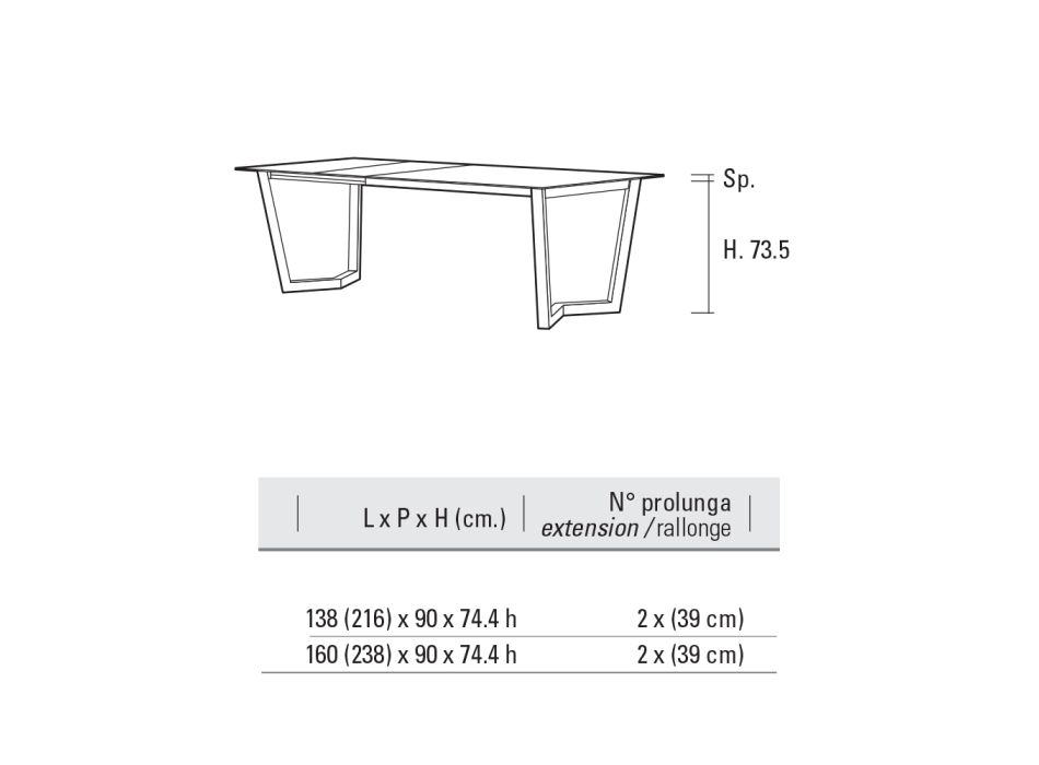 Tavolinë e zgjerueshme deri në 238 cm me majë Laminam Prodhuar në Itali - Pablito Viadurini