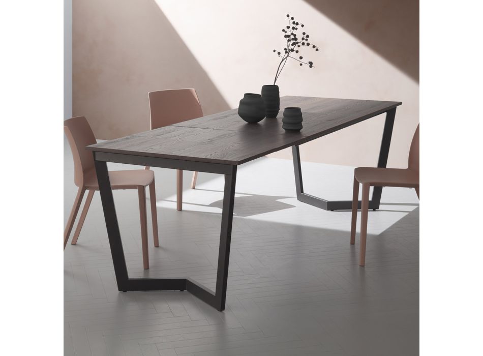 Tavolinë e zgjerueshme deri në 238 cm Moka Metal dhe Hpl Prodhuar në Itali - Pablito Viadurini