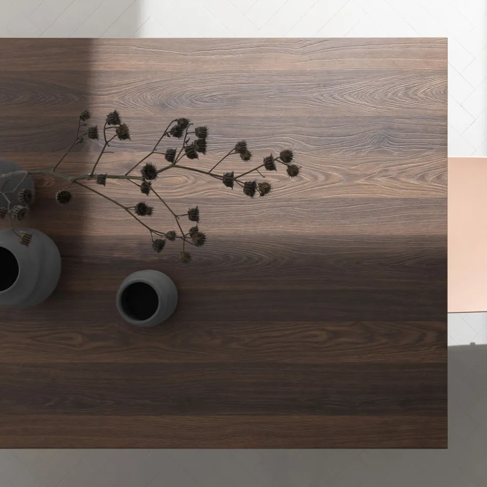 Tavolinë e zgjerueshme deri në 238 cm Moka Metal dhe Hpl Prodhuar në Itali - Pablito Viadurini