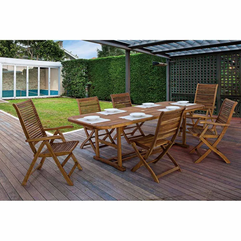 Tavolinë kopshti prej druri e zgjatur deri në 240 cm, nga Design - Roxen Viadurini