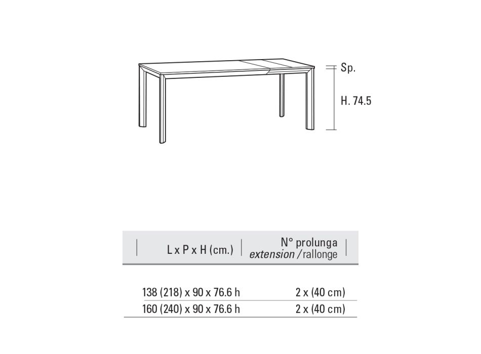 Tavolinë e zgjerueshme deri në 240 cm Sipër në Laminam Prodhuar në Itali - Filiberto Viadurini