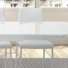 Tavolinë e zgjatur deri në 278 cm në qelq dhe çelik të bardhë Prodhuar në Itali - Grotta Viadurini