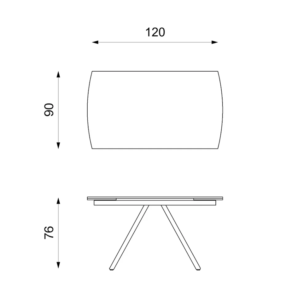 Tavolinë e zgjatur deri në 180 cm në qeramikë në xhami dhe metal - Lozzolo Viadurini