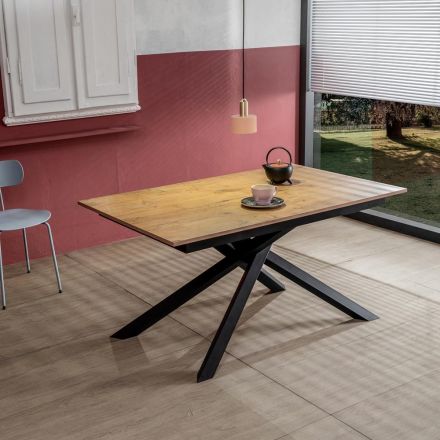 Tavolinë e zgjatur deri në 190 cm në majë metalike dhe melamine - Lavender Viadurini