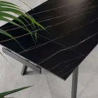 Tavolinë e zgjatur deri në 200 cm në gurin e sinterizuar me efekt mermeri - ananas Viadurini