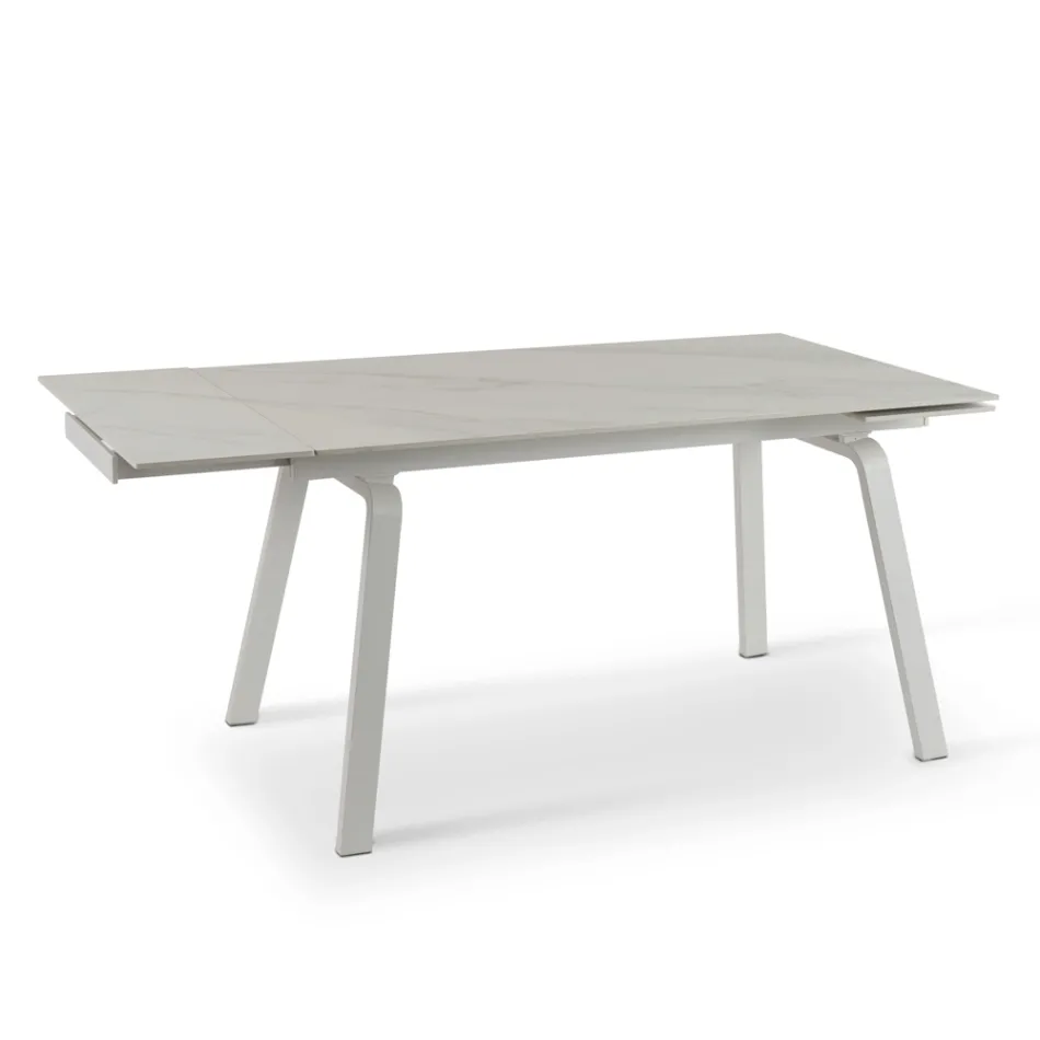 Tavolinë e zgjatur deri në 200 cm në gurin e sinterizuar me efekt mermeri - ananas Viadurini