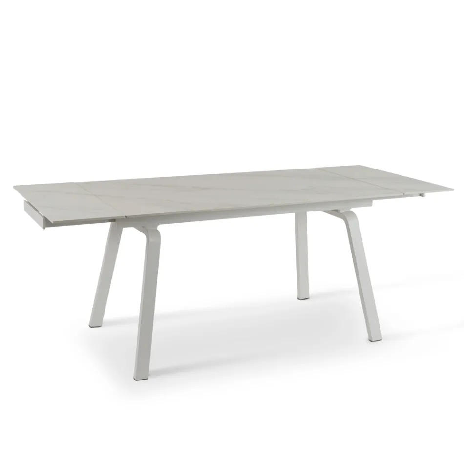 Tavolinë e zgjatur deri në 200 cm në gurin e sinterizuar me efekt mermeri - ananas Viadurini