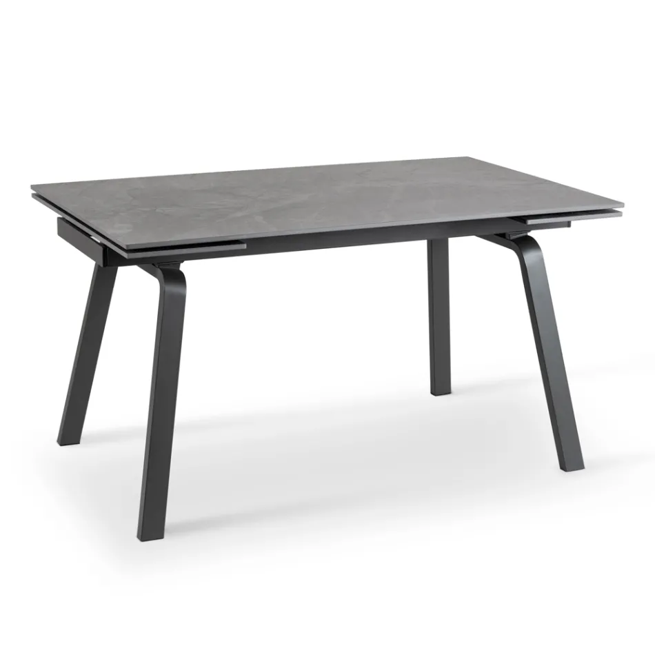 Tavolinë e zgjatur deri në 200 cm në gurin e sinterizuar me efekt mermeri - ananas Viadurini