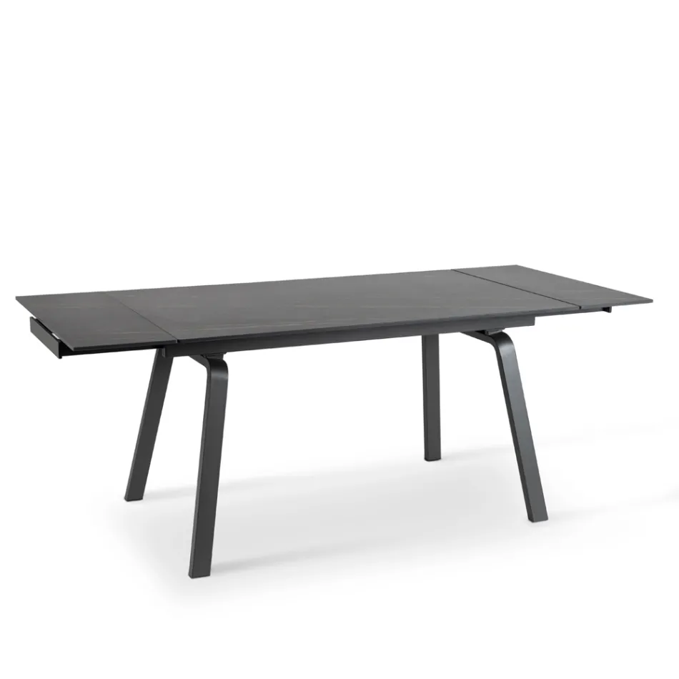 Tavolinë e zgjatur deri në 200 cm në gurin e sinterizuar me efekt mermeri - ananas Viadurini