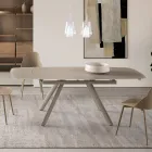 Tavolinë e Zgjerueshme Deri në 210 cm në Xham dhe Metal të Lyer - Naxos Viadurini