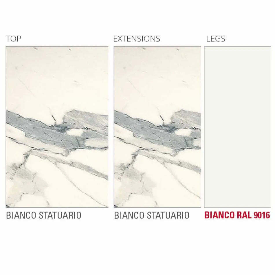 Tabela e Zgjatshme Deri në 238 cm në Laminam dhe Metal të prodhuara në Itali - Remigio Viadurini