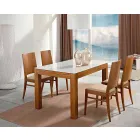 Tavolinë e zgjërueshme deri në 270cm në xham dhe dru hiri Made in Italy - Homer Viadurini