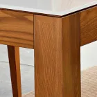 Tavolinë e zgjërueshme deri në 270cm në xham dhe dru hiri Made in Italy - Homer Viadurini