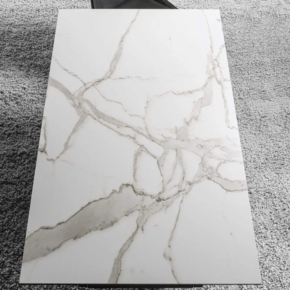 Tavolinë e zgjerueshme deri në 280 cm në qelq qeramike çeliku dhe mat - Viterbo Viadurini