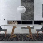 Tavolinë e zgjerueshme deri në 280 cm në Xham dhe Dru të Venitur – Eugrafo Viadurini