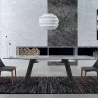 Tavolinë e zgjerueshme deri në 280 cm në Xham dhe Dru të Venitur – Eugrafo Viadurini